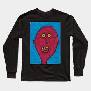 Happy Man on Blue Long Sleeve T-Shirt